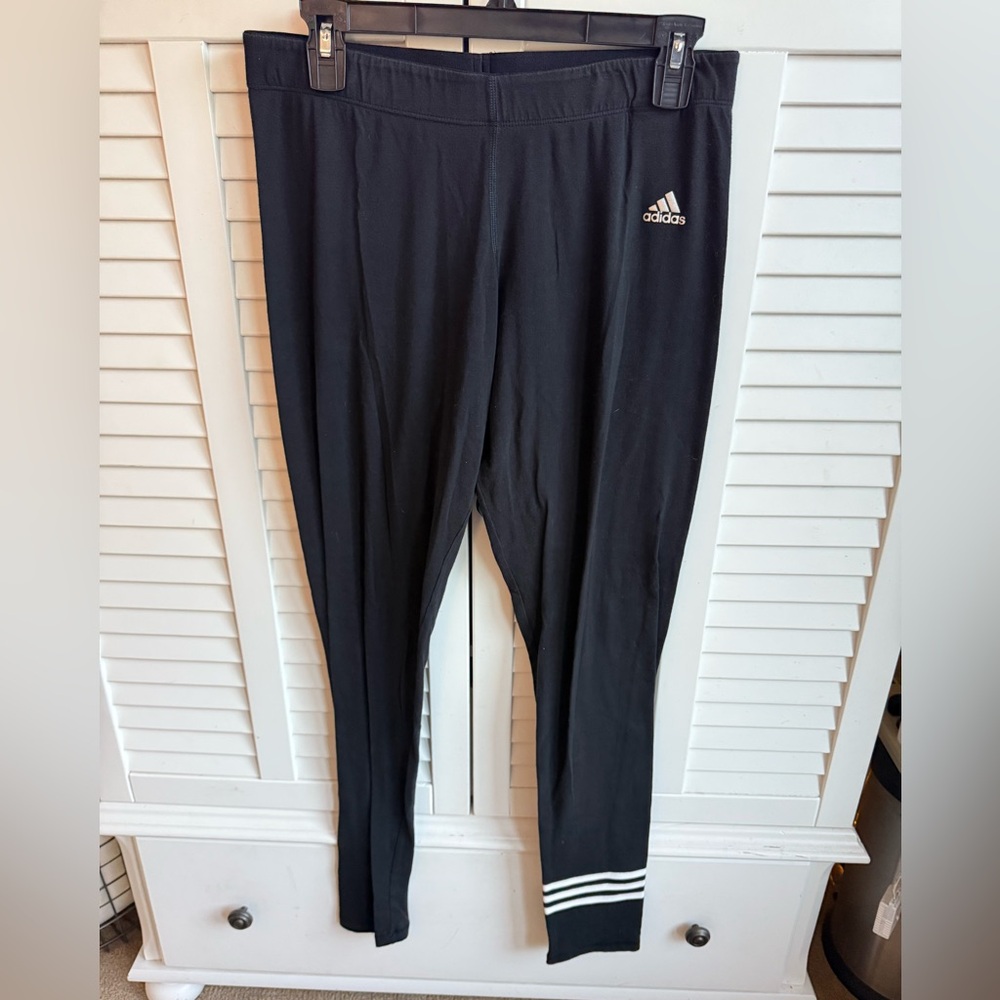 Adidas Black Leggings with White Stripes